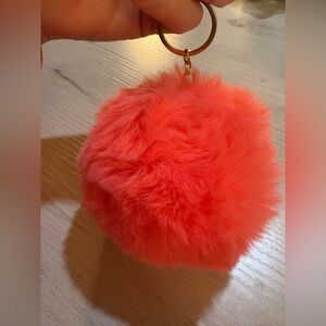 Fluffy Coral Pom-Pom Keychain